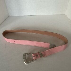 Vintage Junior’s Pink Leather Belt with Silver Buckle Sz M Pre-Owned